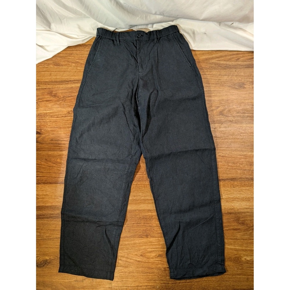 Muji Womans Navy Pull On 100% Linen Gauze Pants Size Small